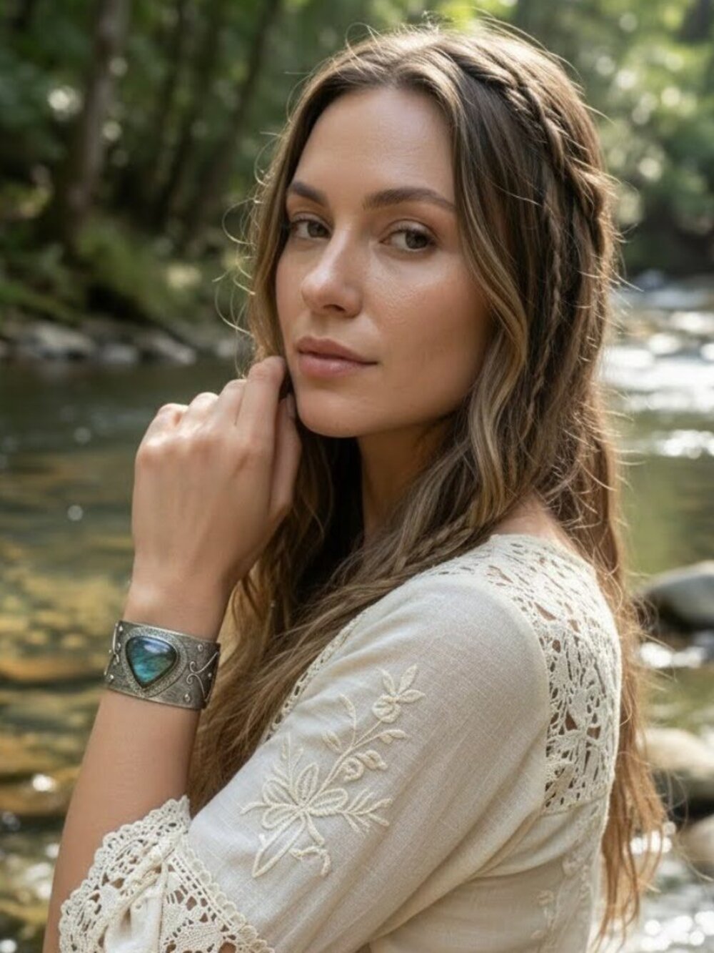 925 Silver Genuine Labradorite Artisanal Wide Open Cuff Bracelet Boho Statement - Picture 8 of 16